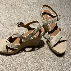 UGG leather wedge sandals with stacked heal size 10